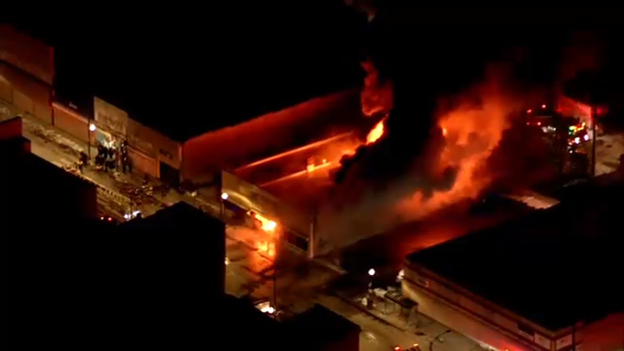 CFD battling large fire at apparent South Side furniture store - YouTube
