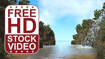 Free Stock Videos – rocky waterfall falling on river with trees particles and clouds passing by 3D