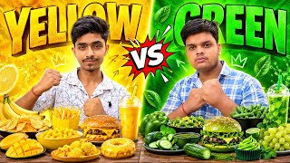 Yellow vs Green Color Food Challenge 😱🍕