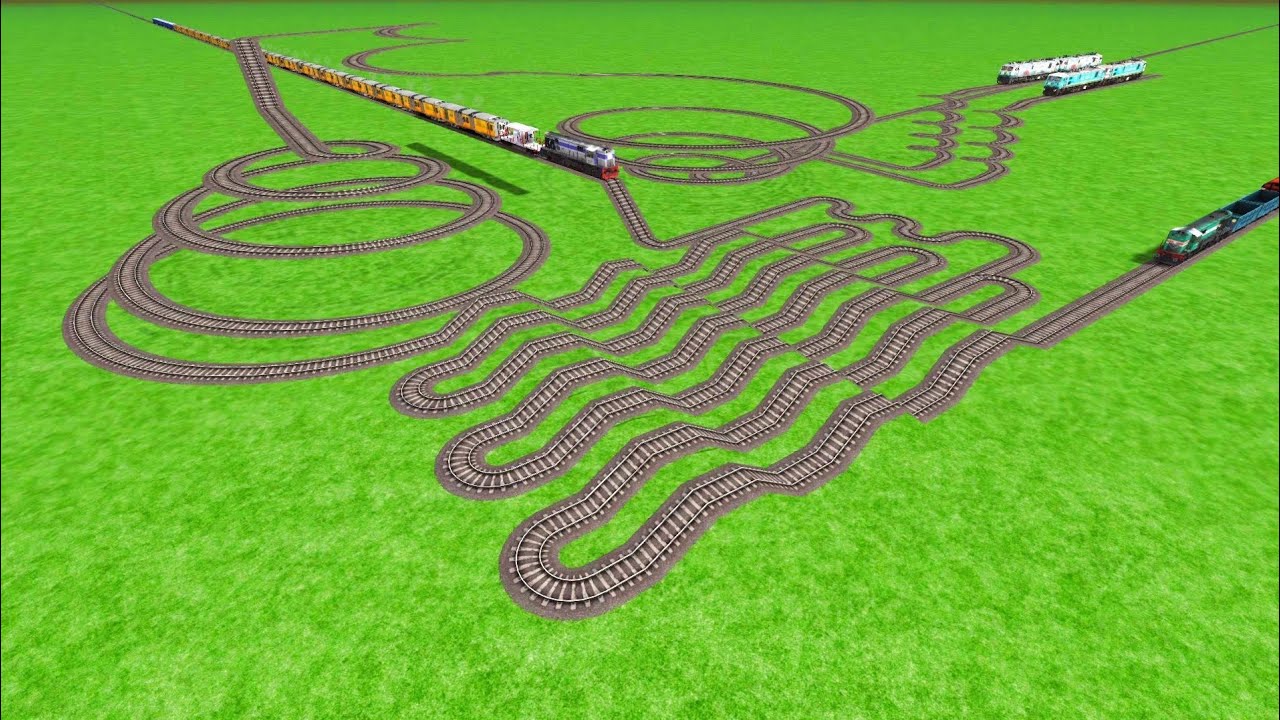 💗 TRAINS CROSSING CIRCLES UTRUN CURVED RISKY BUMPY 360°DEGREE 👍ROUND RAILWORK RAILROAD BEANG DRIVE 
