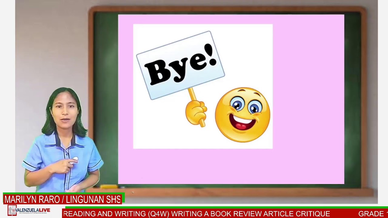 GRADE 11 READING AND WRITING (Q4W) WRITING A BOOK REVIEW ARTICLE CRITIQUE