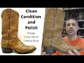 Cleaning Conditioning and Polishing a pair of Vintage Ostrich Boots - ASMR