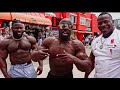 Bodybuilders kick sloppy food in venice beach california