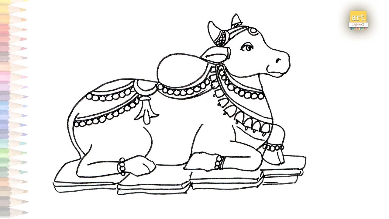 Lepakshi Nandi drawing easy | How to draw Lepakshi Nandi step by ...