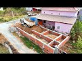 Small Dump Truck Dumping Sand Complete Box 100% And Bulldozer Pushing Sand In To Box Filling Up