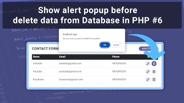 Show alert popup before delete | Confirm before delete data from Database in PHP