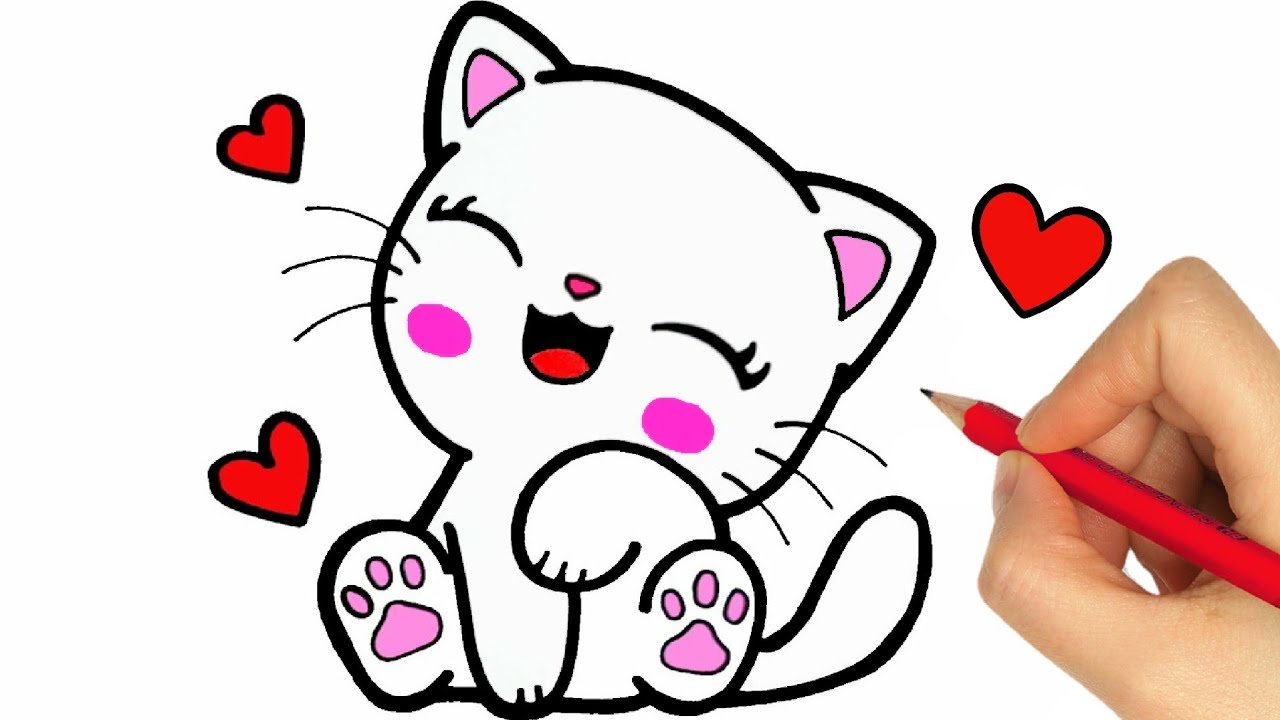 HOW TO DRAW A CUTE CAT EASY STEP BY STEP - KAWAII DRAWINGS - YouTube