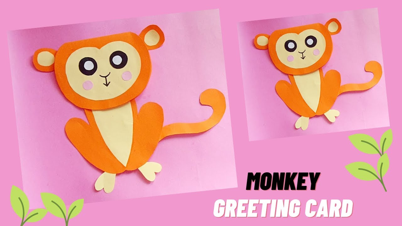 ⁣diy monkey craft | monkey greeting card | diy paper monkey | how to make paper monkey | paper monkey