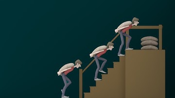 Stairs climbing with weight 3D Animation