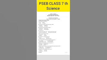 PSEB CLASS 7 th Science English medium september exam sample paper 2025