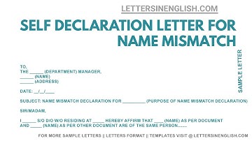 Self Declaration Letter for Name Mismatch – Self Declaration Letter Sample