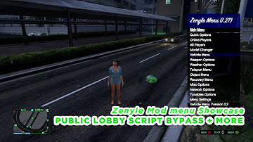 GTA 5 ONLINE - ZENYLE MOD MENU SHOWCASE - PUBLIC LOBBY SCRIPT BYPASS + MORE (GTA V MODS)