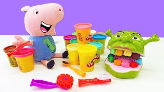 Perché Shrek ha i denti colorati? Video per bambini con i giocattoli di Peppa Pig