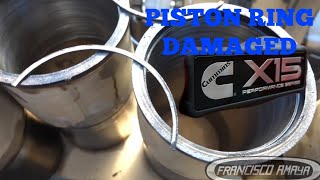 CUMMINS X15 ENGINE BROKEN PISTON RING HIGH CRANKCASE PRESSURE BLOWBY OIL CONSUMPTION OVERHAUL