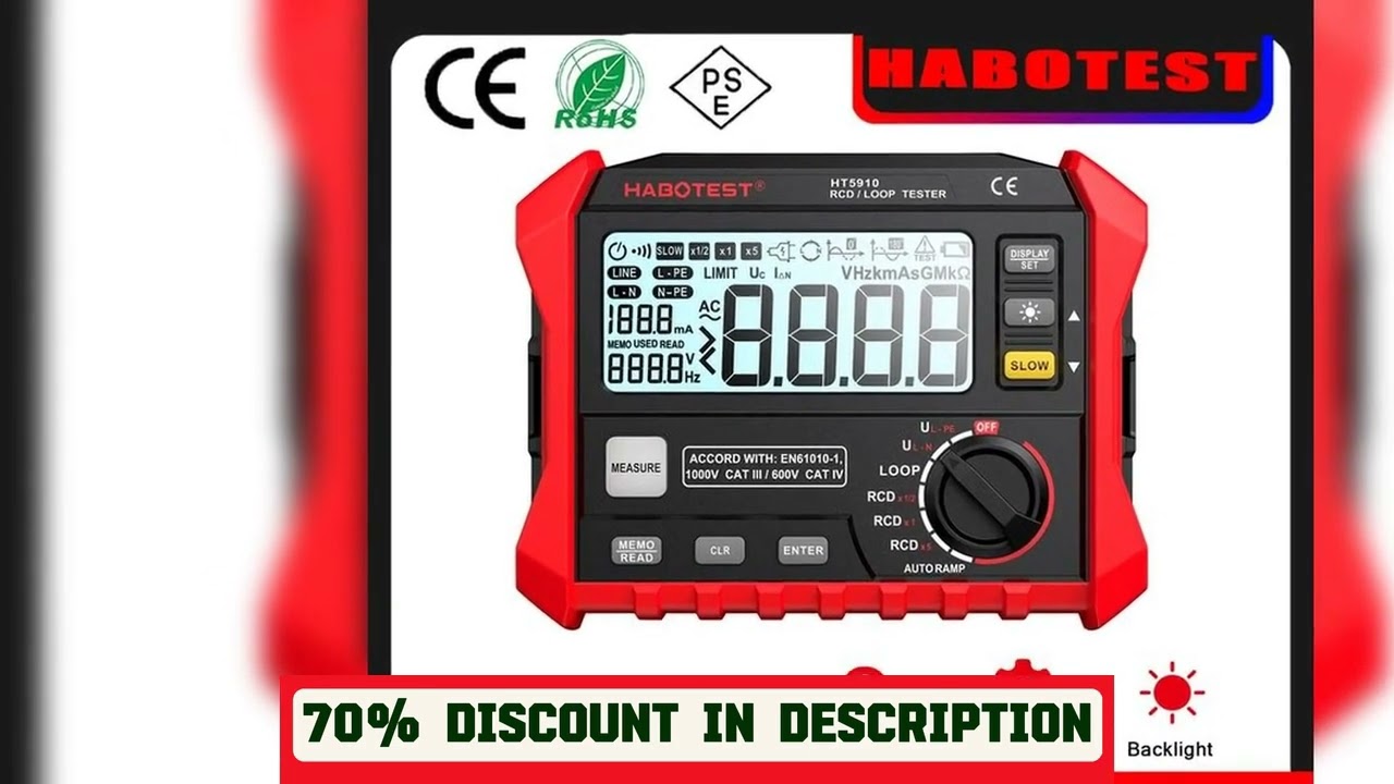 A must-have product! HABOTEST HT5910 Leakage Switch Tester LCD Digital Resistance Meter RCD/Loop T