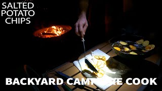 Backyard Campfire Cook - Homemade Salted Potato Chips - ASMR