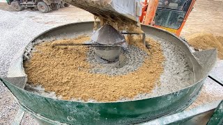 Construction Of Concrete Yard By Construction Tools Machines