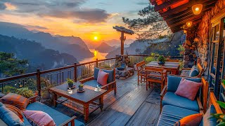 Coffee Porch Ambience with Soft Jazz Music for  Relaxation ☕ Relaxing Jazz Music with Warm Sunset