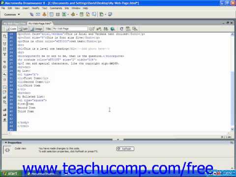 HTML Tutorial Bulleted Unordered Lists Training Lesson 6.2