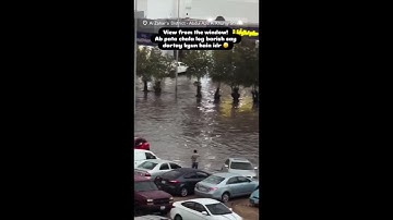 Vehicles Drive Through Floodwaters After Heavy Rain in Jeddah