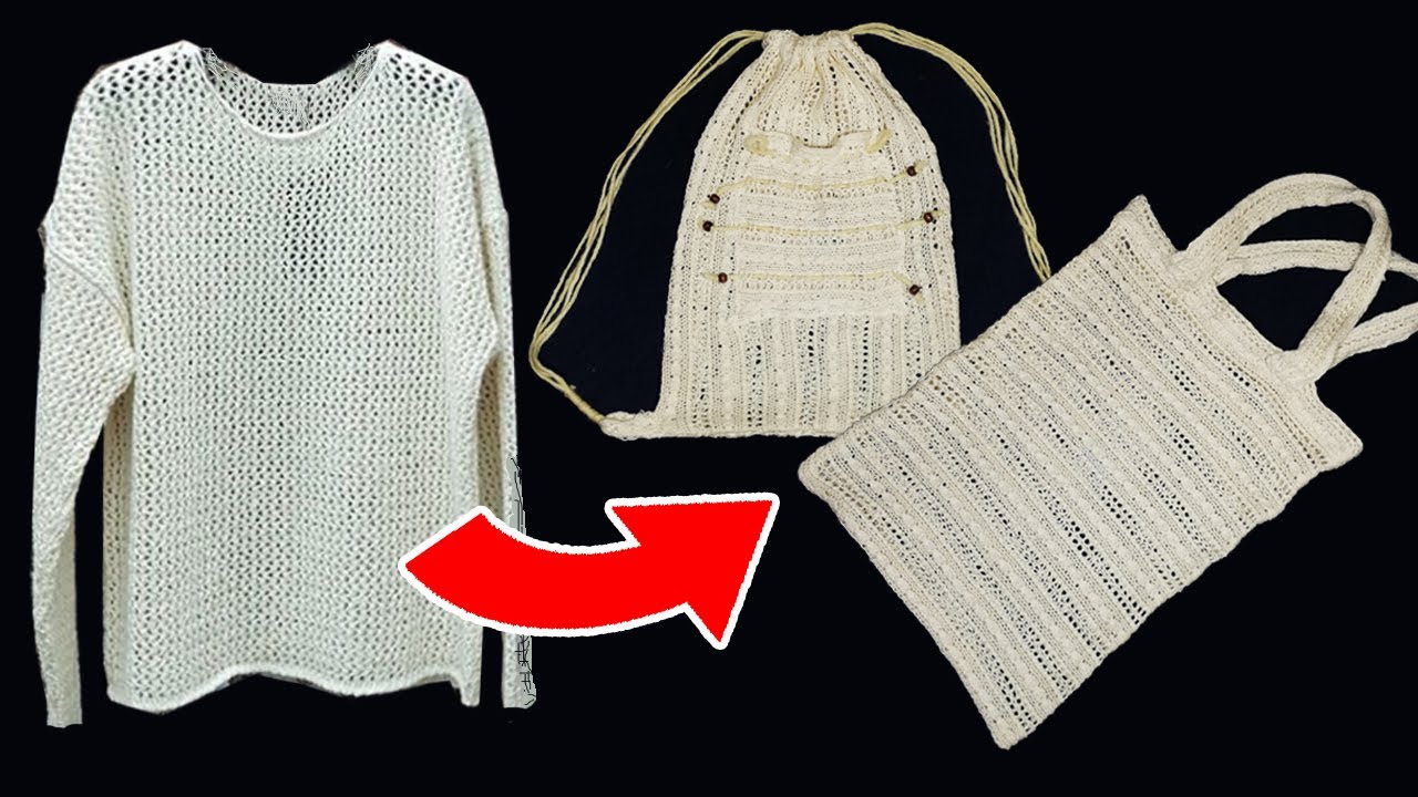 Сделать две сумки из старого свитера