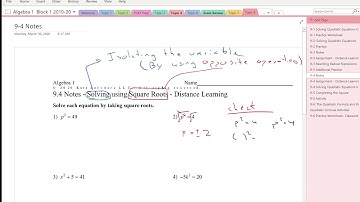 9-4 Solving Using Square Roots Intro