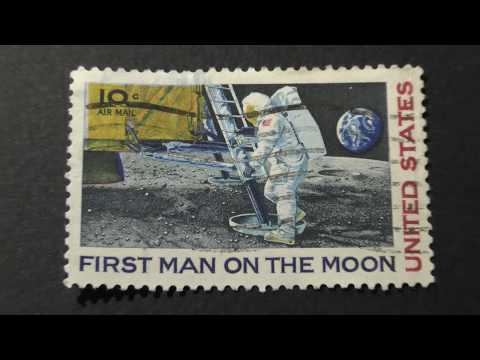 Postage Stamp. USA. Air Mail. UNITED STATES. FIRST MAN ON THE MOON. Price 10 Cents.