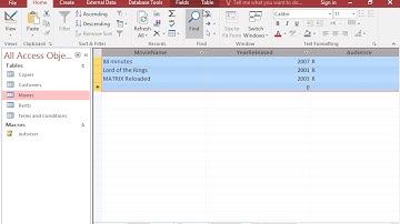 In datasheet view, set the width of all columns of the Movies table to 30pt. Save and close the...