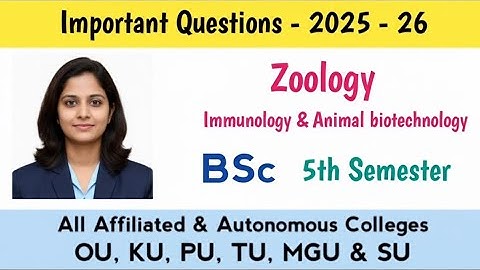 🔥 BSc 5th Sem Zoology Important Questions 2025-26 100% Pass OU KU TU MGU SU PU
