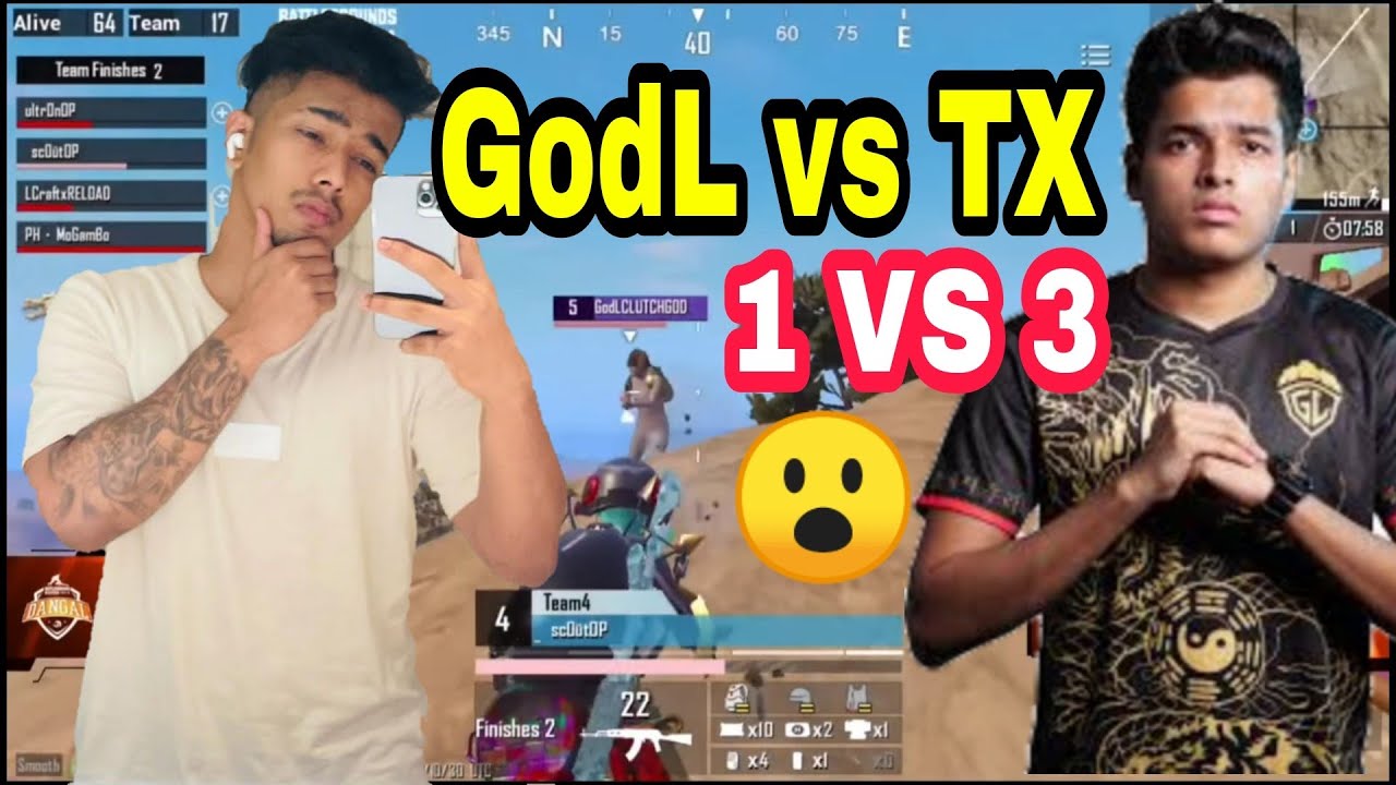 🔥Godlike vs Tx 4v4 Fight😱 scout on fire Clutchgod on fire @scout @jonathan_gaming @soul @bgmi