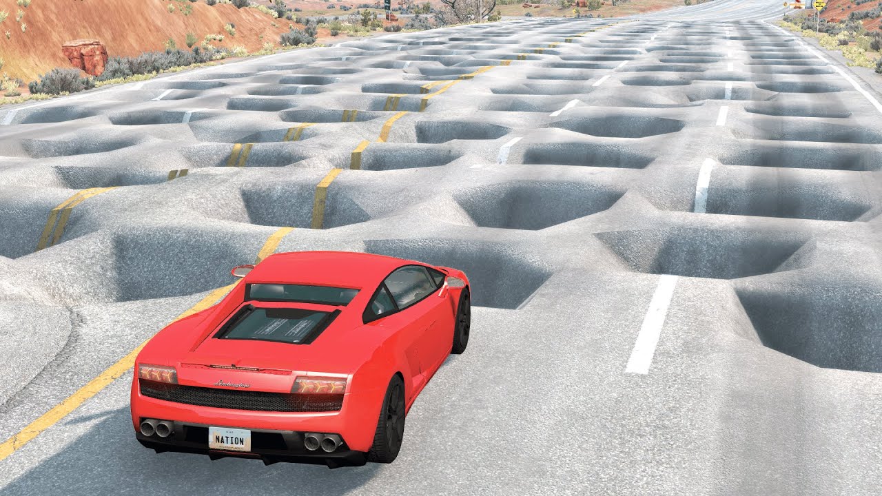 Cars vs 100 Potholes – BeamNG.Drive