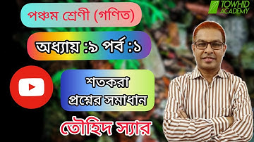 Class 5 [PECE/PSC] Chapter :9(Percentage) ;Creative Question( Solve) Part-1(Q. No (A).TOWHID SIR