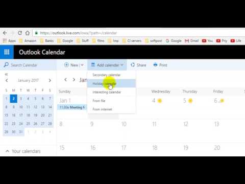 How to add any country holiday calendar in outlook webmail 365