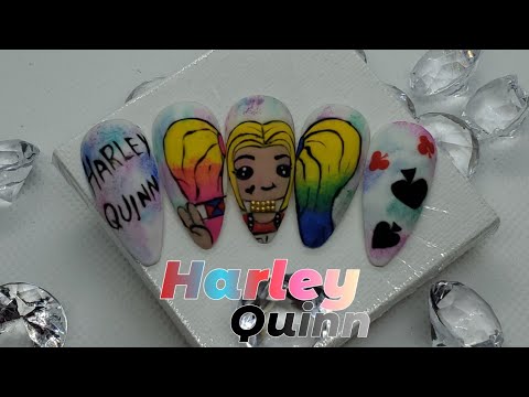 Uñas HARLEY QUINN En Mano Alzada colaboracion Angie Nails Tips - thptnganamst.edu.vn