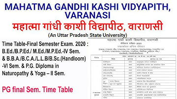 MGKVP Time Table-Final Semester Exam. 2020 | MGKVP B.Ed./B.P.Ed./ M.Ed./M.P.Ed.-IV Sem B.B.A./B.C.A.