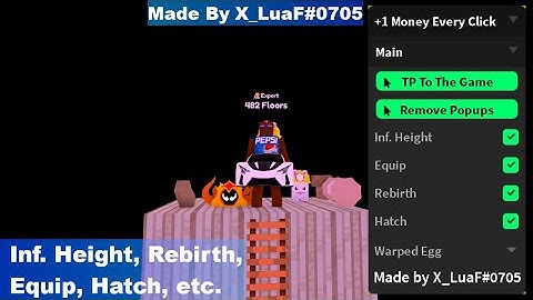 +1 Money Every Click Script | Inf. Height, Rebirth, Equip Best, Hatch Eggs, etc.