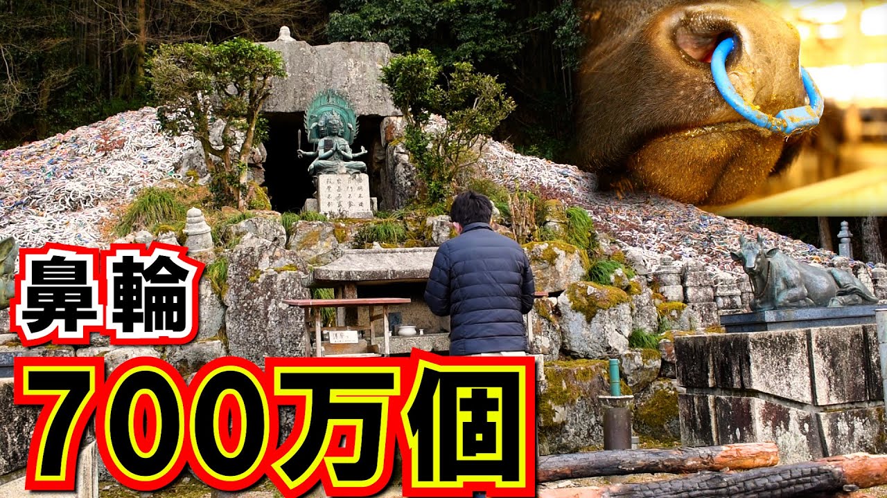 鼻ぐり塚】日本中から届けられた牛の鼻輪の山が吉備津神社の隣にあった