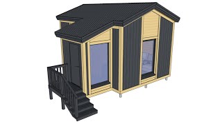 Модель каркасной бани 4 на 6, в SketchUp