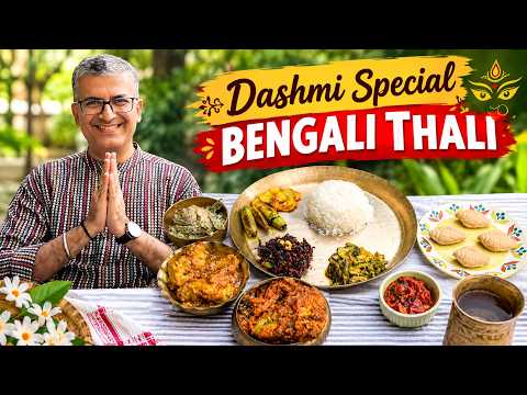 Dashmi Special BENGALI Thali I C R Park food walk - Limbu Kitchen Jhol Momo + Singara + Sweets