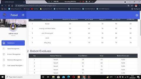 Revisi APK Kedua SPK Seleksi Beasiswa  Socca Dengan Metode ARAS DAN MFEP