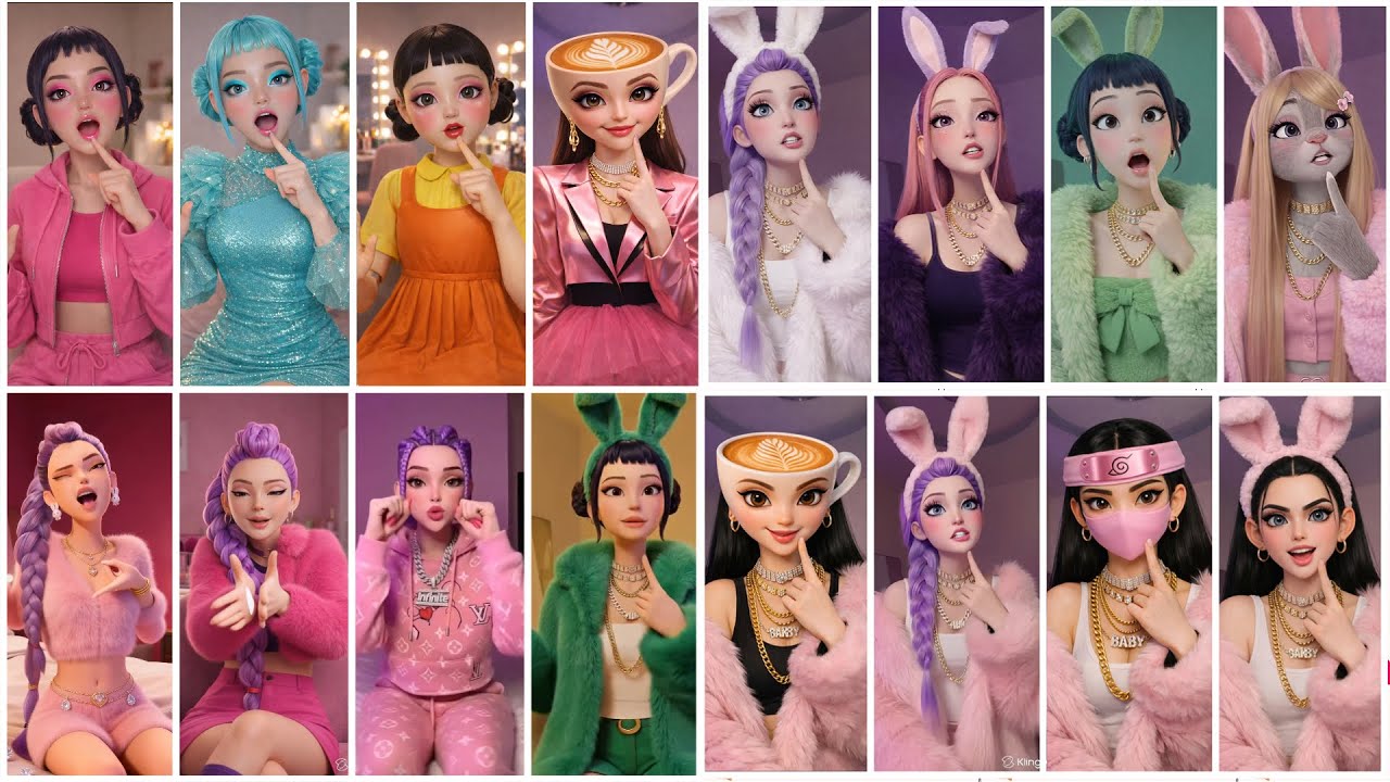 COLORING MIX TREND RUMI AND MIRA MAKE UP TREND K POP AND SQUID GAME DOLL ZOEY MAKE UP TREND 