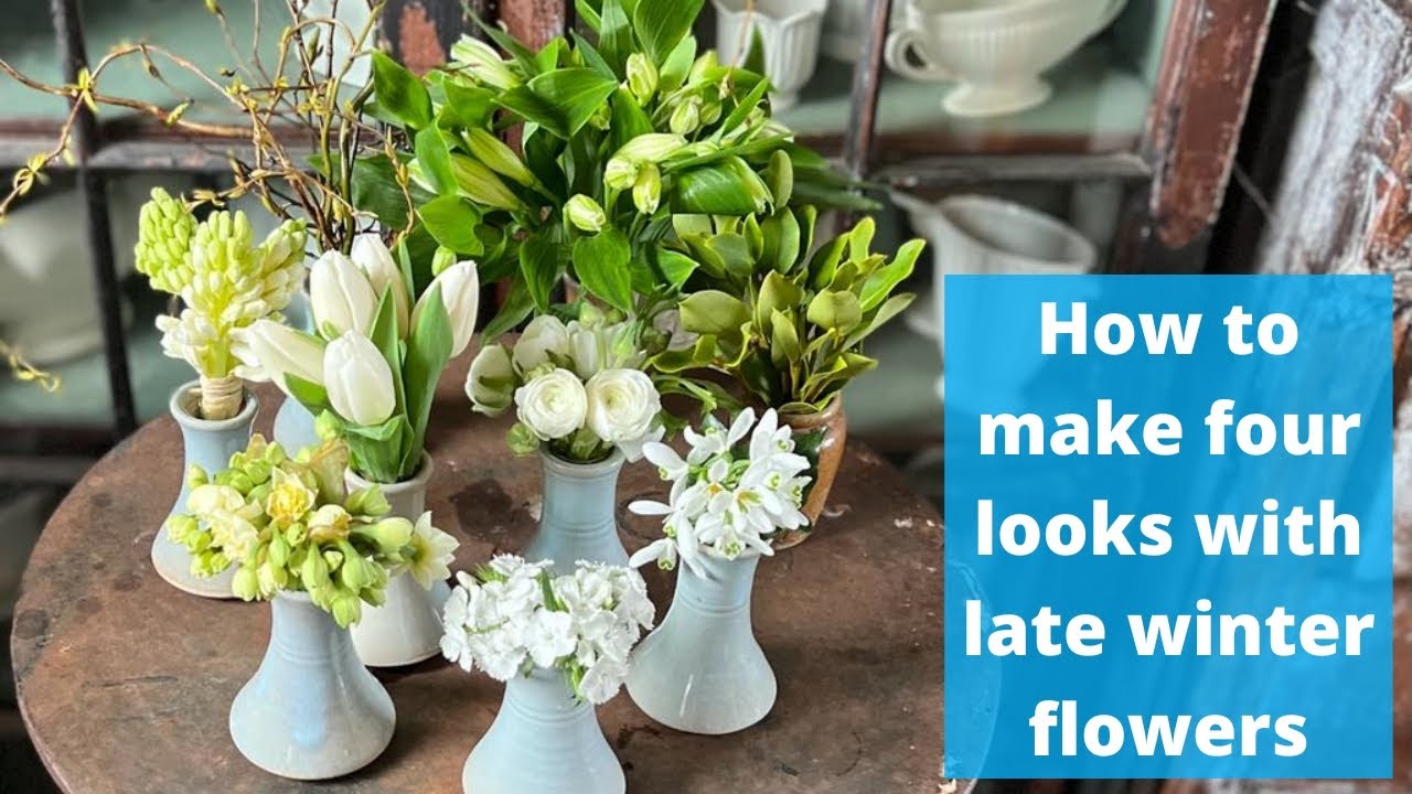Let's make four different floral 'looks' with the same ingredients. Mid Feb, all British flowers.
