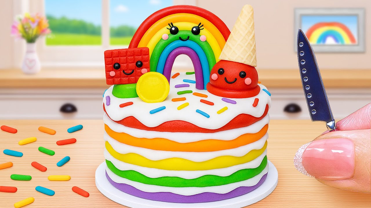 🍫How to Make Miniature Rainbow Ice Cream Cake Decorating Ideas 💕Cake In Wonderland