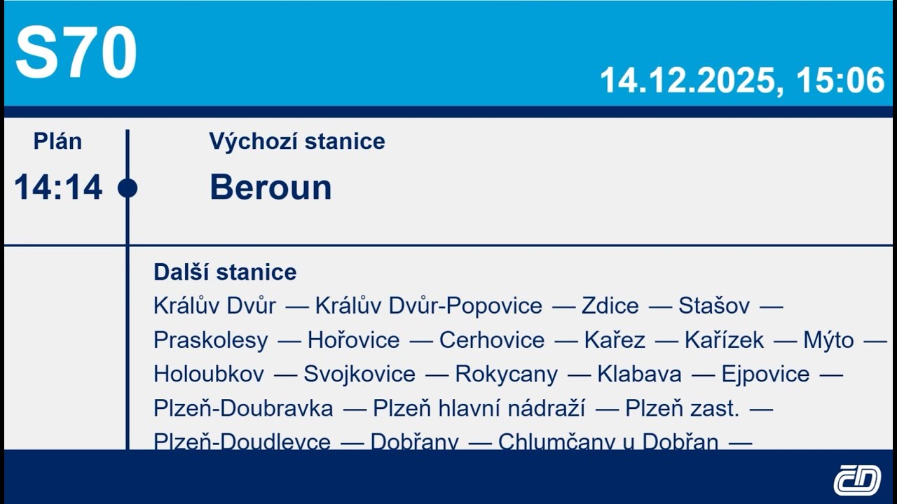 Hlášení vlaku linky S70