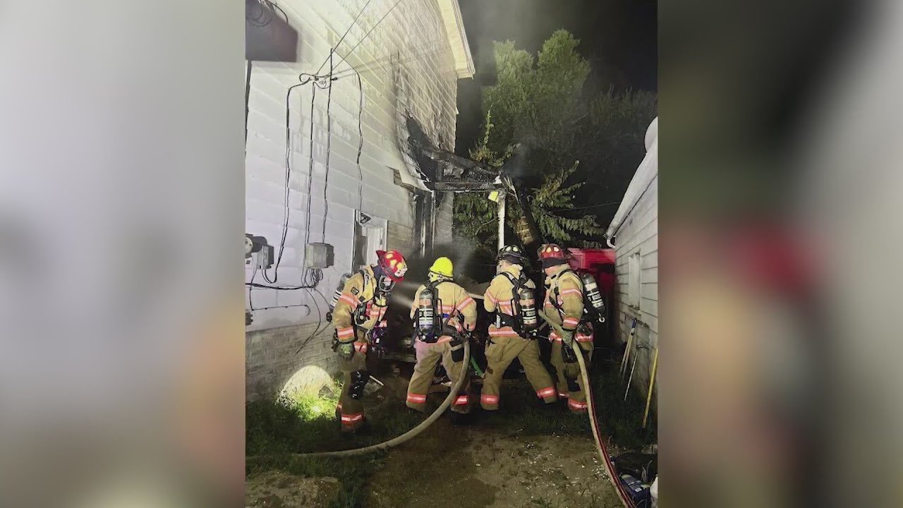 Rockford family and pet dog rescued from house fire - YouTube