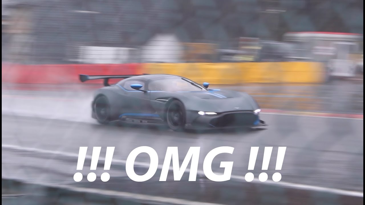 Aston Martin Vulcan!! Insane LOUD FLY BY on wet track! and Start-up