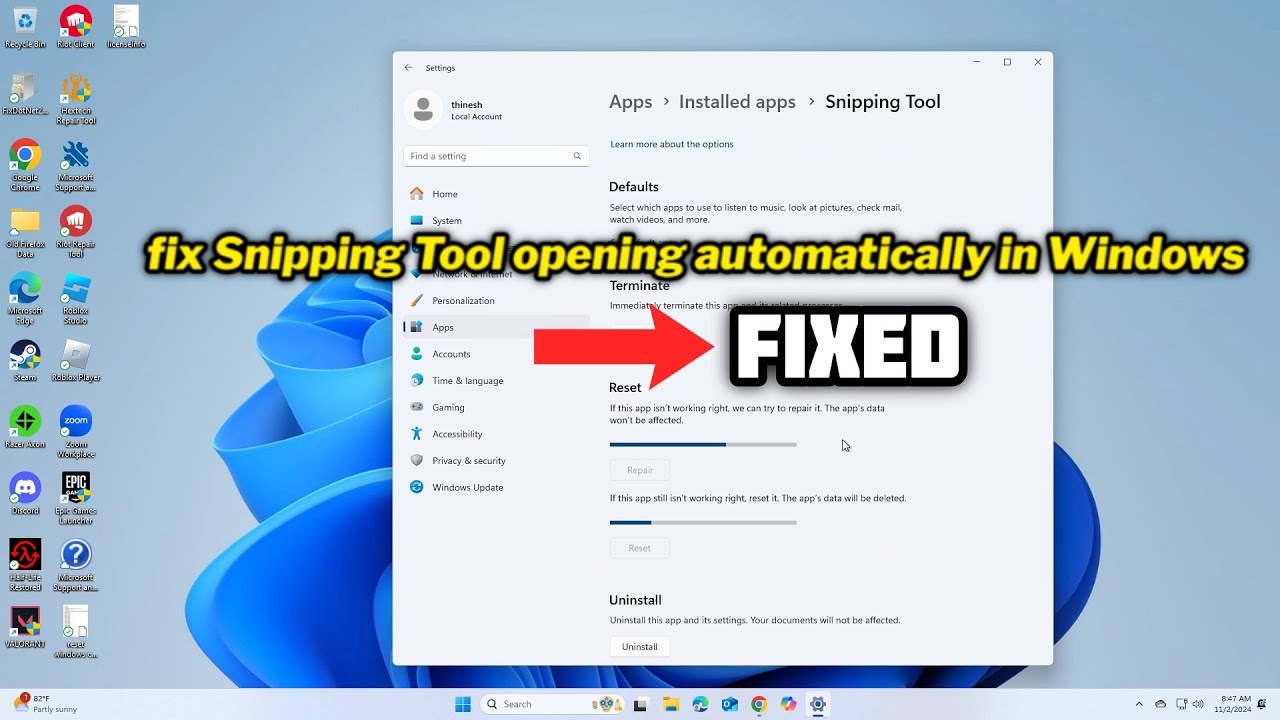 (FIXED) Snipping Tool opening automatically in Windows 10/11