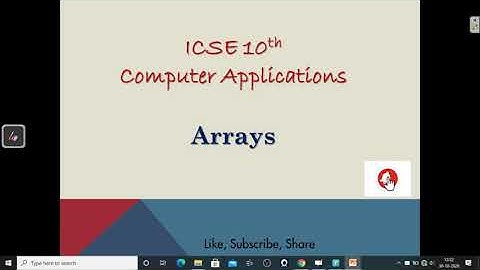 Arrays- Java Programming 10th ICSE Computer Applications