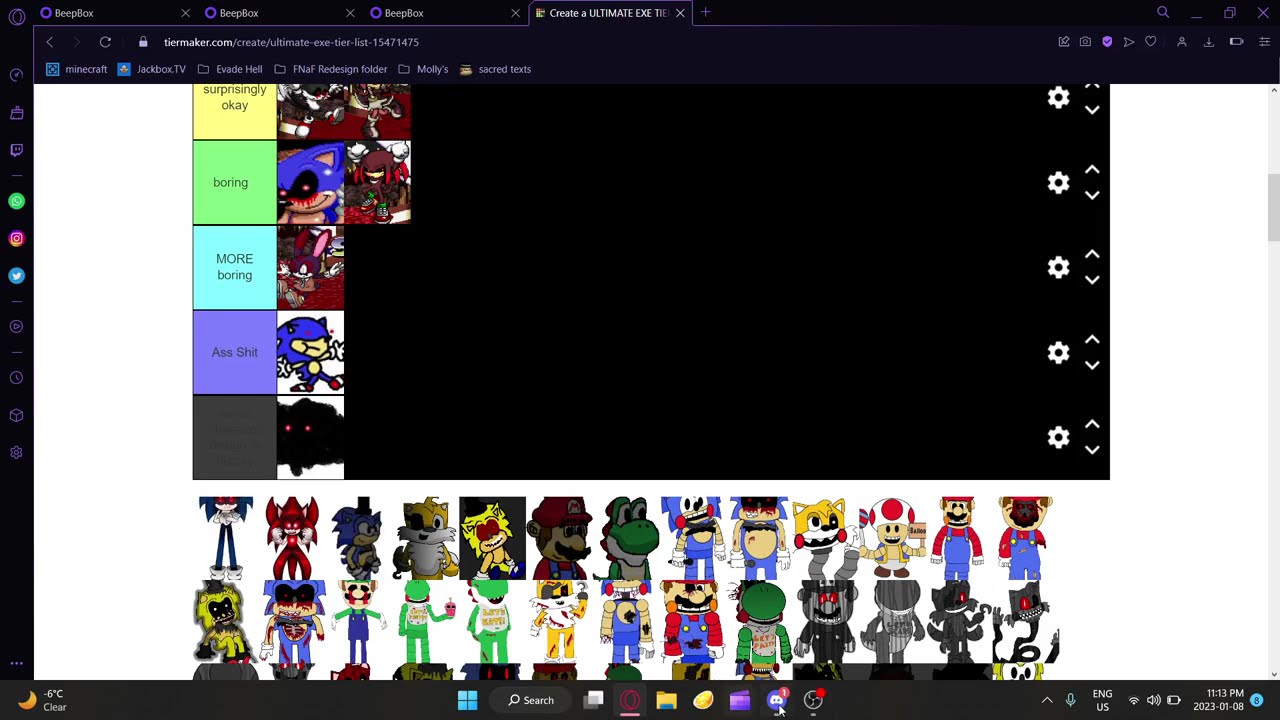 Ranking 400+ Sonic.exe Characters in THE ULTIMATE EXE TIER LIST!!!!!!!!!!!!