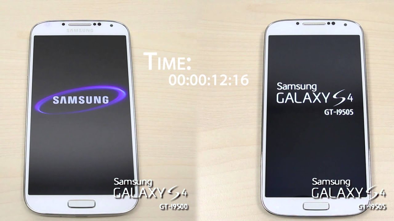 Samsung Galaxy S4 GT-I9500 and GT-I9505 boot up time comparison - YouTube